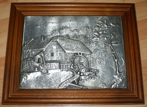 Altes metallbild zinnrelief - altes,